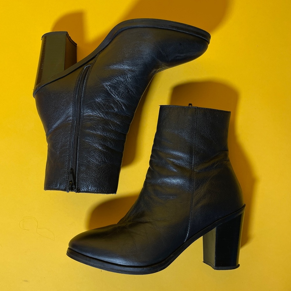 Heeled Leather Ankle Boots